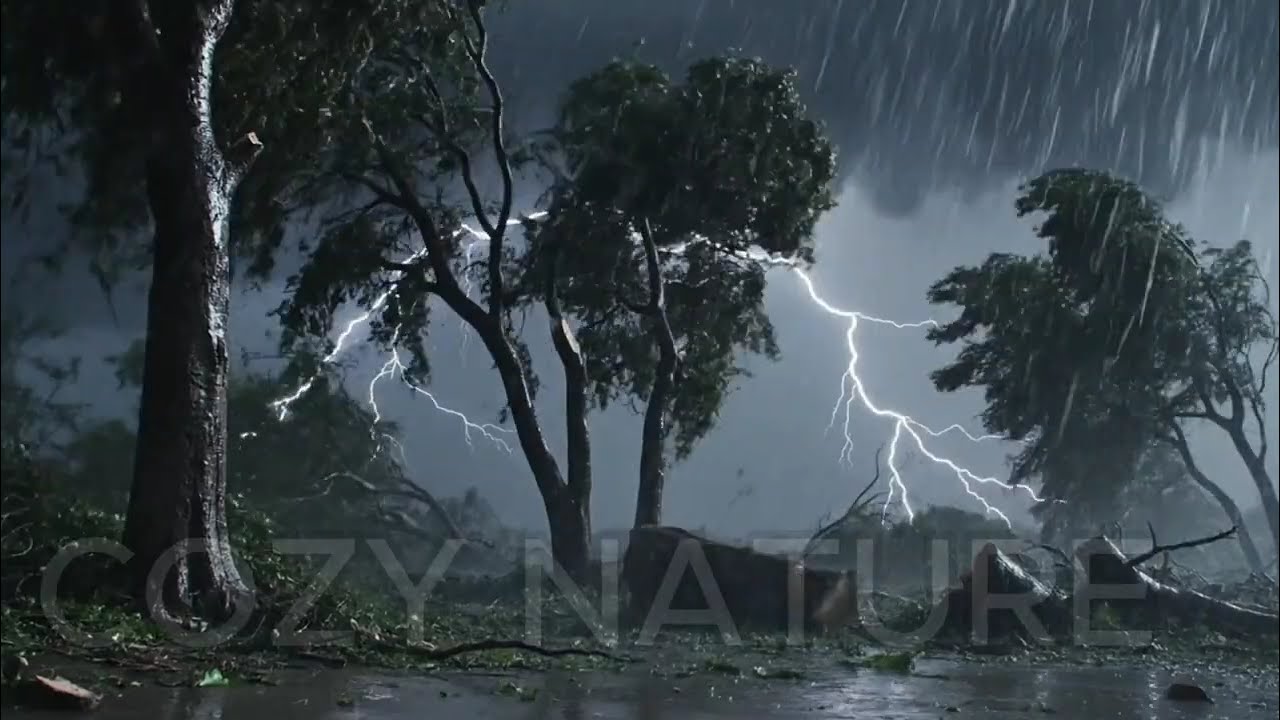 Cozy Wild Thunderstorm 🌧️⚡ | Heavy Rain, Howling Wind & Lightning for Deep Sleep