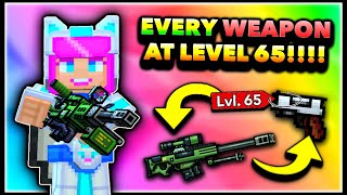 Using ALL WEAPONS LEVEL 65 in Pixel Gun 3D! Pro Max Level Challenge! (NEW 2021)