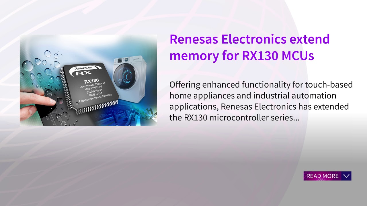Renesas Electronics extend memory for RX130 MCUs