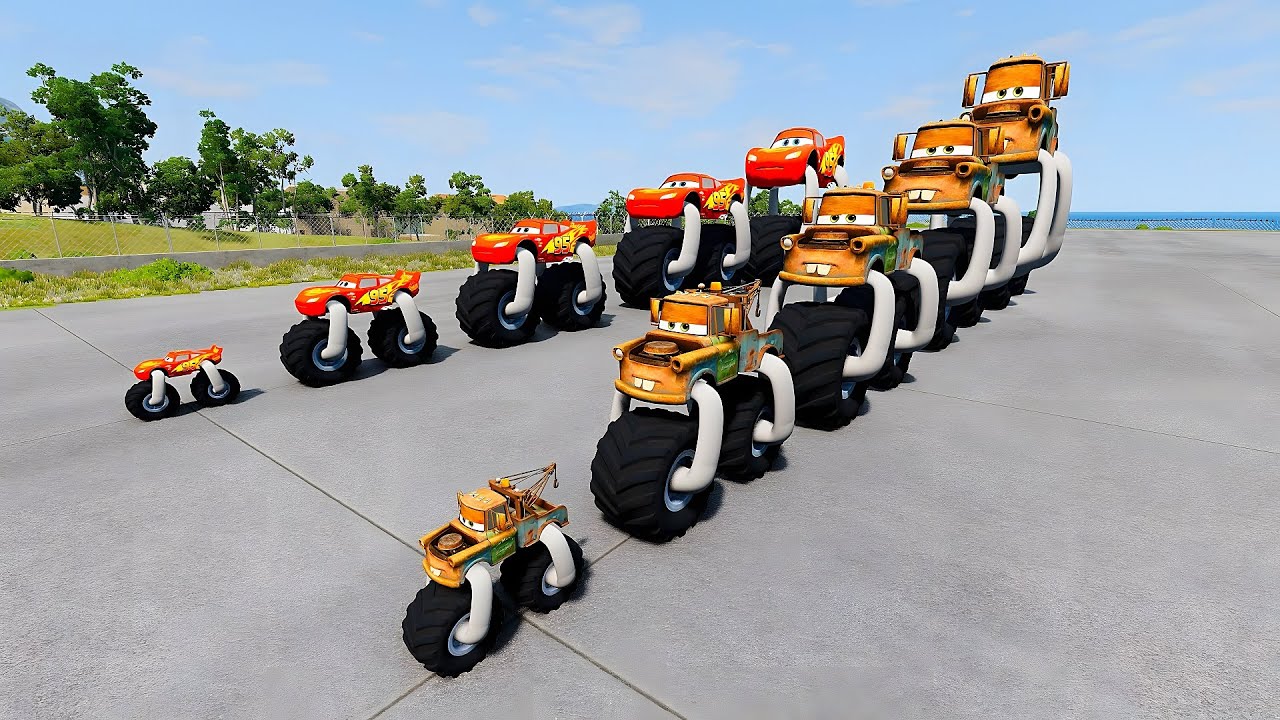 BIG & SMALL McQueen vs GIANT PIT - BeamNG.drive Extreme Crash Challenge #1