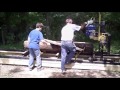 Sawing Logs on home built Band Saw Mill Sawing Logs on home built Band Saw Mill