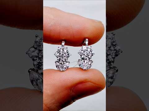Срібні сережки Нарцис з фіанітом 25047р, відео 1