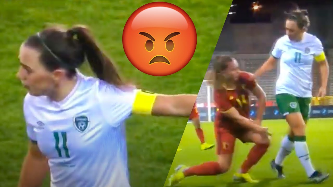 Katie McCabe feisty moment against Belgium