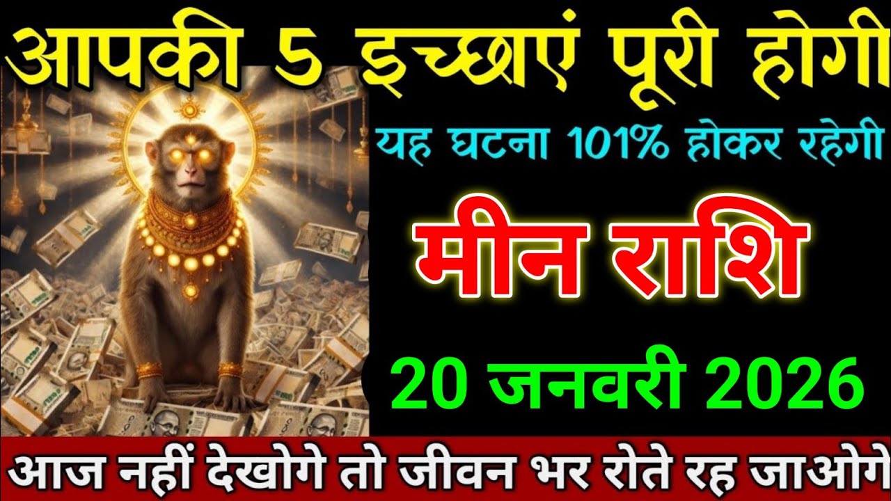 मीन राशि 20 जनवरी 2026 आपकी 5 इच्छाएं पूरी होगी यह घटना 101% होकर रहेगी। Meen Rashi 