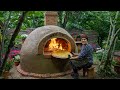 Built giant mud oven and cooking country style bread