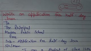 Write an application for half day leave | Application Writing In English