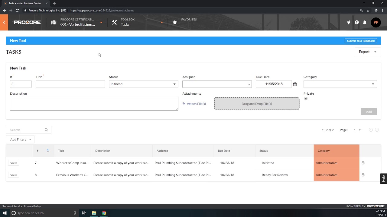 Procore Subcontractor View a Task - YouTube