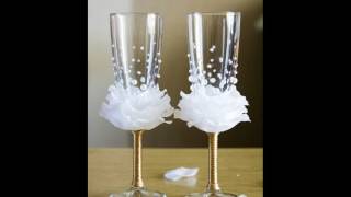 Декор бокалов жениха и невесты  Decor glasses bride and groom