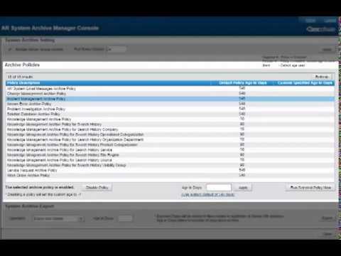 BMC Remedy ITSM 9.0: BMC Remedy AR System Archive Manager console introduction