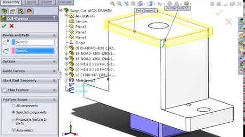 Solidworks Assembly Features 02 Assembly Features   09 Swept Cut