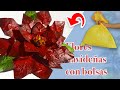 Como hacer hermosas FLORES DE NOCHEBUENA con BOLSAS DE PLÁSTICO | Paso a paso