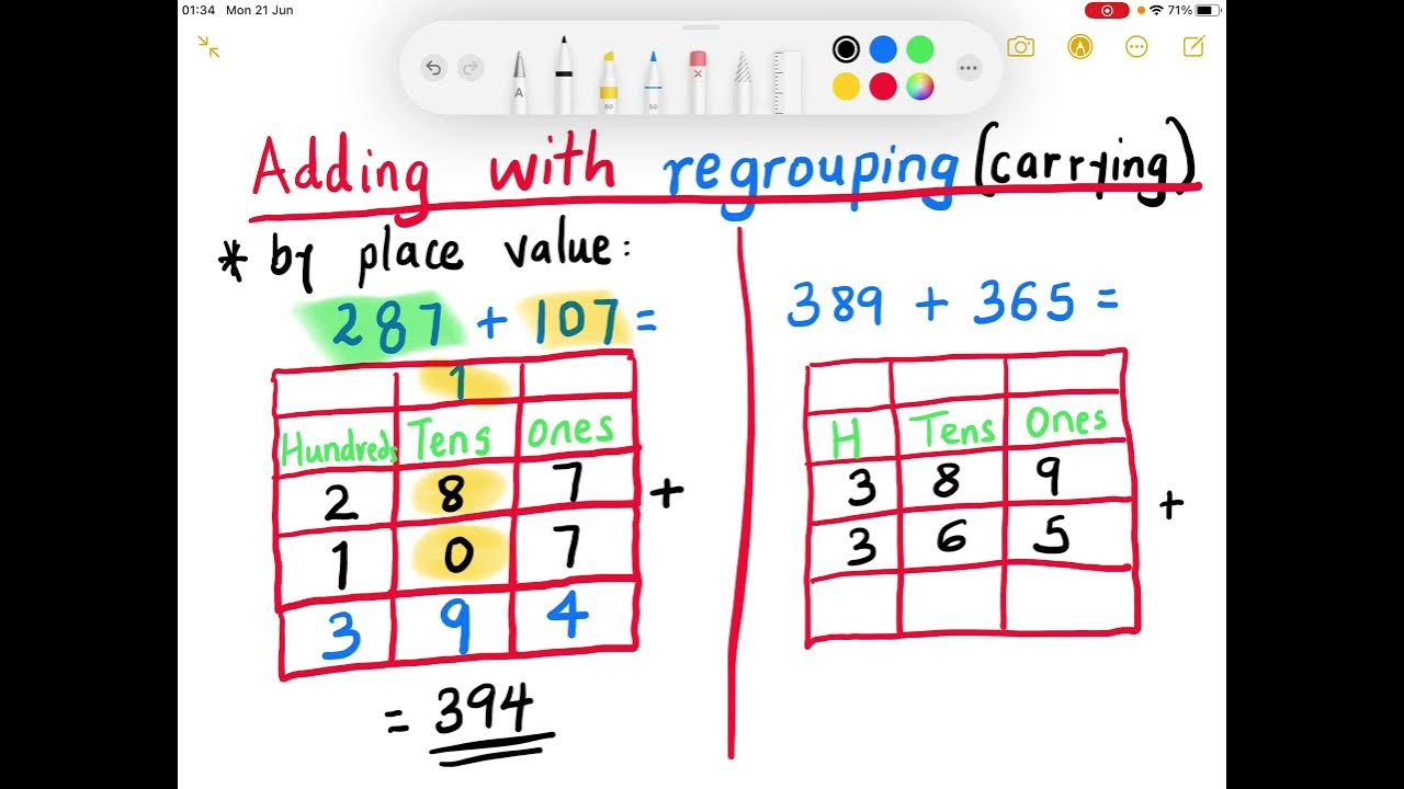 Adding with regrouping -place value method . Exercise page 68-69 - YouTube
