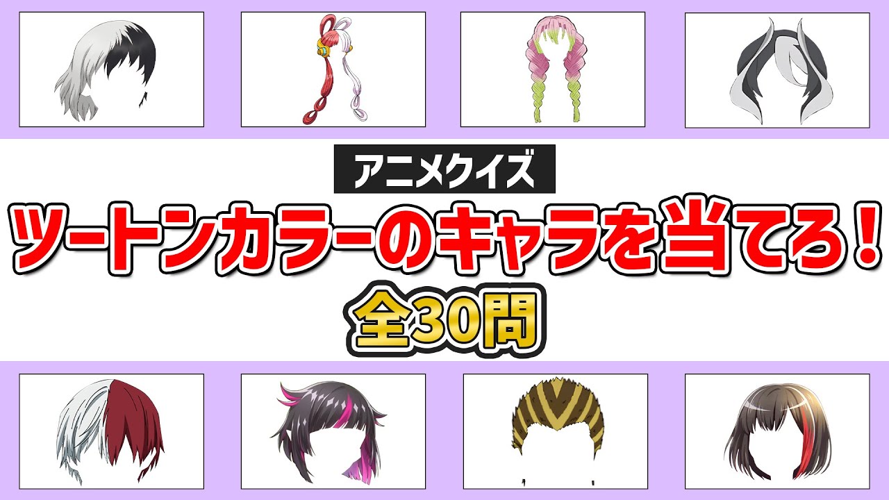 【アニメクイズ】ツートンカラーのキャラを当てろ！～全30問～