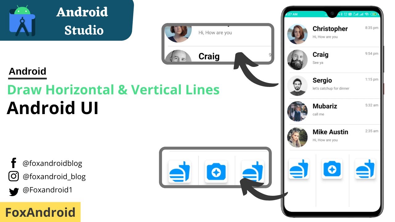 How to Draw Vertical and Horizontal Lines between UI Elements | Divider |  Separator | Android UI/UX - YouTube