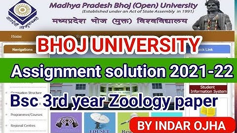 Bhoj bsc 3rd year zoology assignment solution