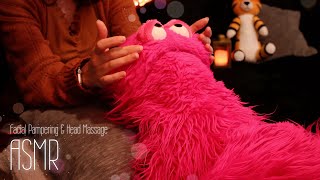 ASMR Sleepy Pink Monster Gets Facial Pampering & Head Massage Before Bed • Whispered