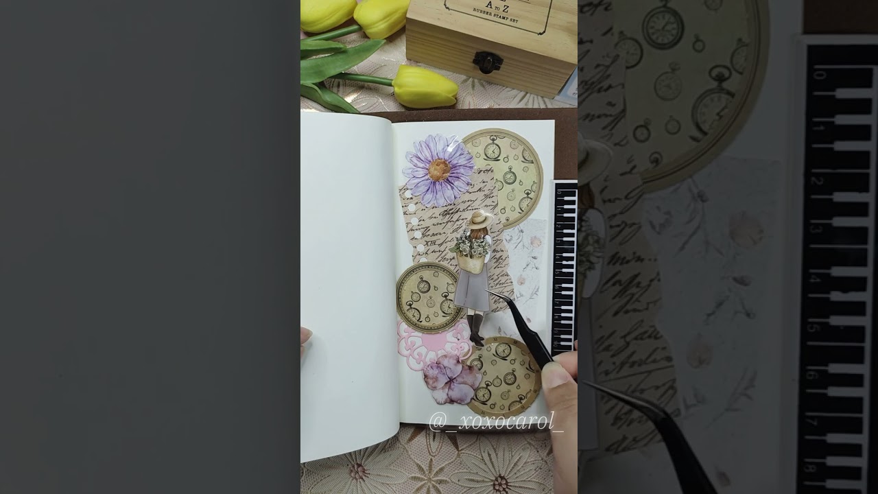 TN Journal Scrapbook | Time Clock Hydrangeas 