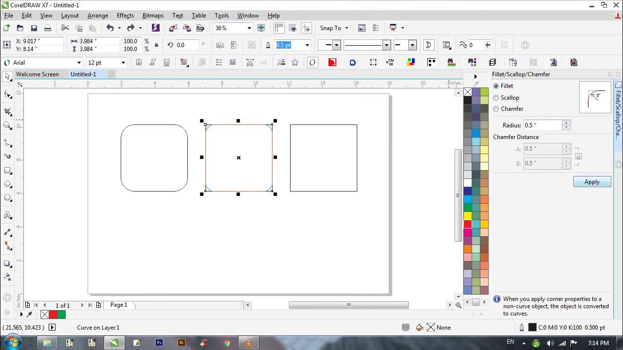 round corner In corel draw with cdtfb YouTube