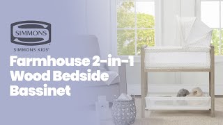 Farmhouse 2-in-1 Wood Bedside Bassinet Sleeper and Changer by Simmons Kids