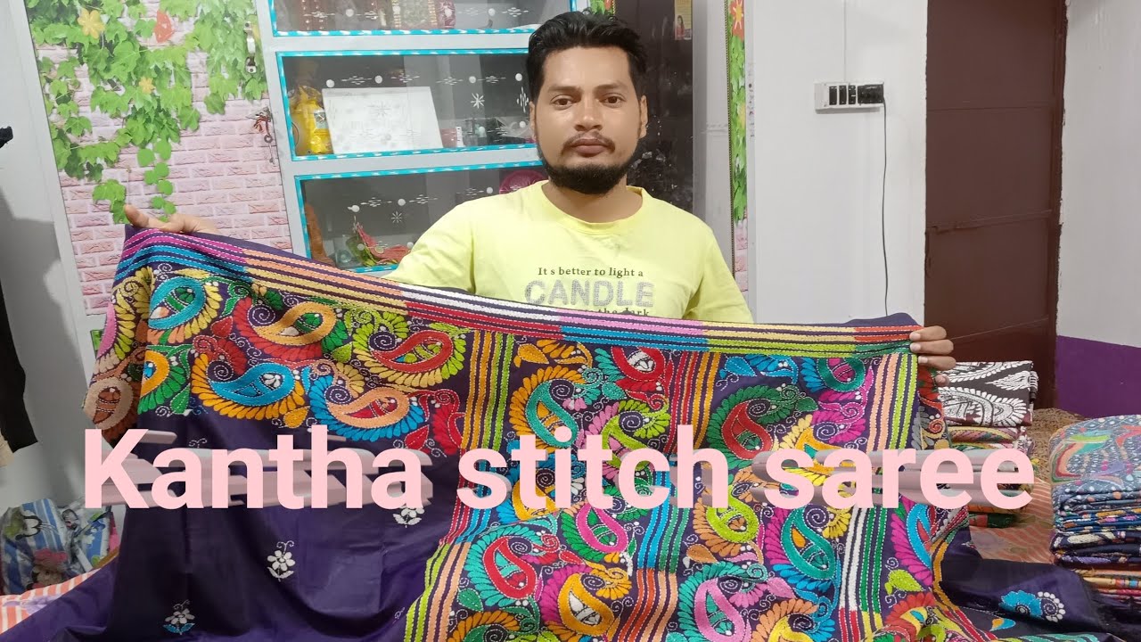 Bolpur santiniketan Kantha stitch saree | Kantha stitch saree with price 