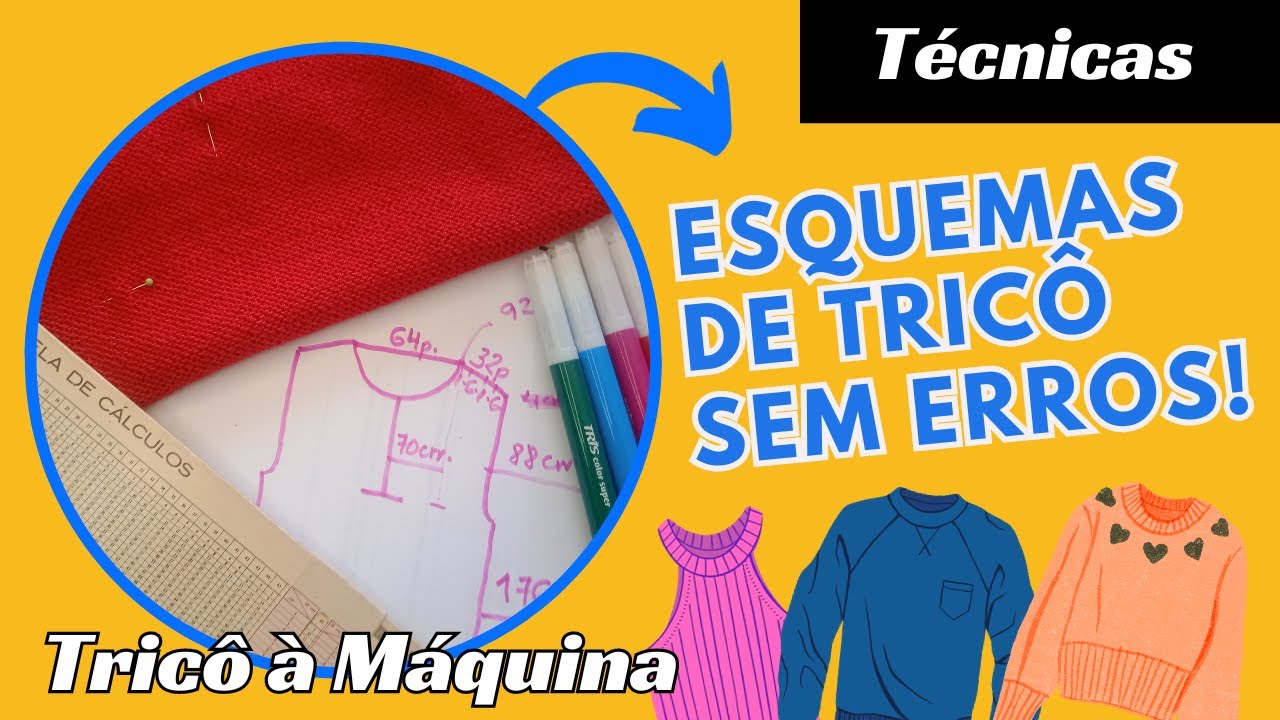 Fazendo esquema com a tabela de cálculos no tricô à máquina