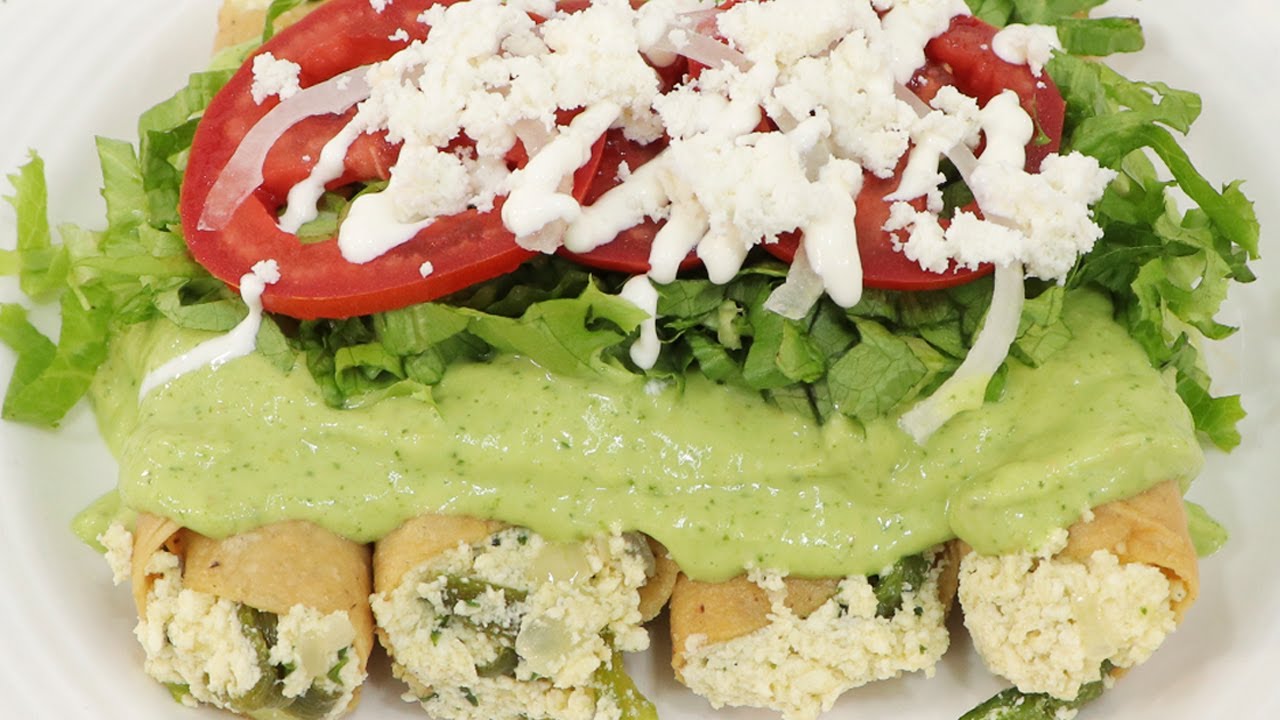 TACOS DORADOS DE REQUESON CON RAJAS YouTube