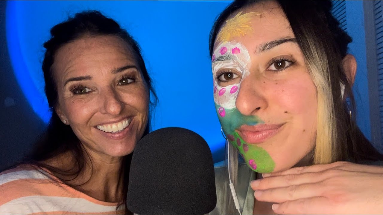 My mom tries ASMR (again) ♡ relaxing face brushing + painting
