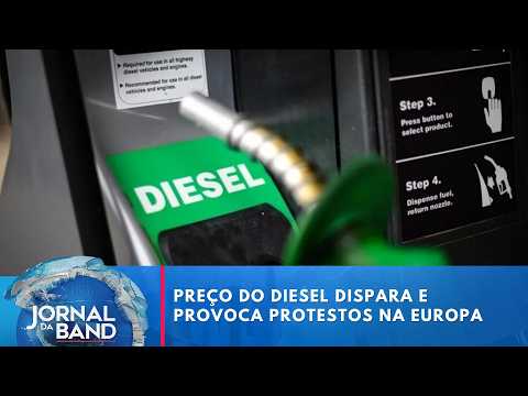 Preço do diesel dispara na Europa e revolta motoristas | Jornal da Band