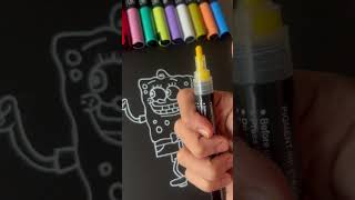 Drawing SpongeBob with posca markers! Glow effect! (#shorts)