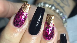BLACK & GLITTER | ACRYLIC NAILS