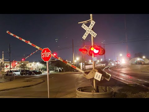 Unusual Railroad Crossings and Street Running Trains at Railroad Rush Hour in Downtown Bryan, TX