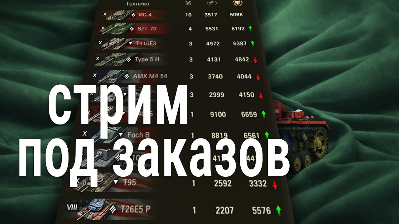 стрим под заказов 🍀 заказы танков они такие заказы
