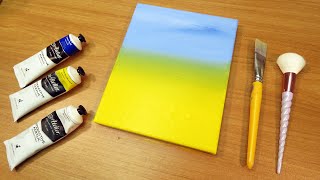 How To Blend Blue And Yellow Without Making Green Paint On CANVAS FAST!
