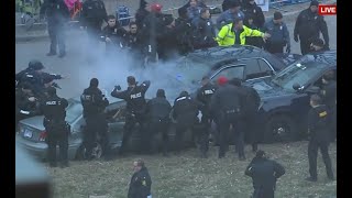 Police chase ends in crash along Chiefs Super Bowl parade route