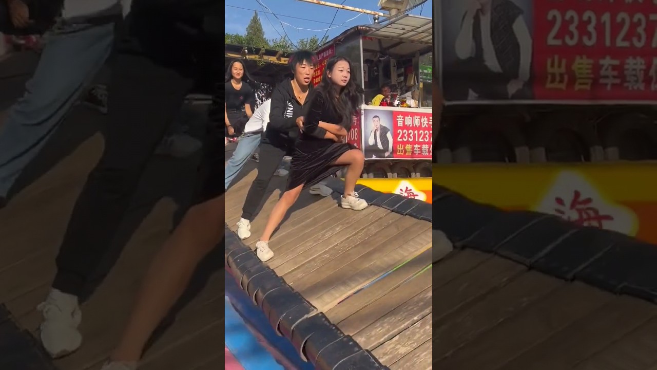 This girl enjoying so much 😃😜👍 swing bridge