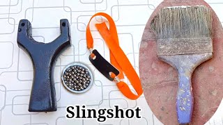 How to make a slingshot with paint brush  |  diy catapult slingshot