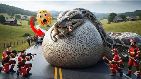 Courageous Rescue Team Fights Giant Python to Save Innocent Monkey Baby🐍🐒