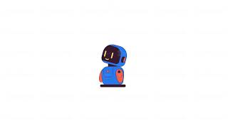Little ai robot moving and smiling line 2D character animation