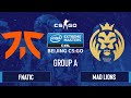 CS:GO - MAD Lions vs. fnatic [Mirage] Map 3 - IEM Beijing 2020 Online - Group A - EU