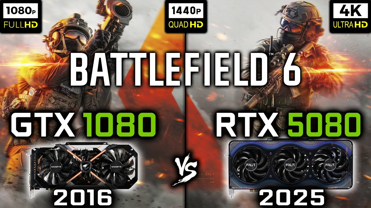 GTX 1080 vs RTX 5080 in Battlefield 6 | 1080p, 1440p, 4K