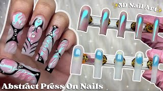 Abstract Press On Nails✨ How To Make Press On Nails & 3D Nail Art | ASMR