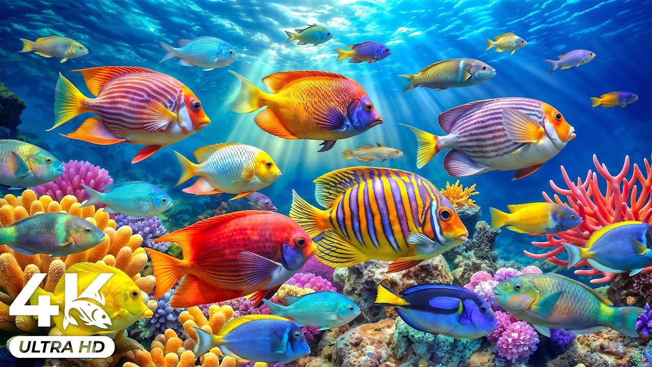 4K Aquarium Ambience – Beautiful Coral Fish & Peaceful Ocean Life with Relaxing Music