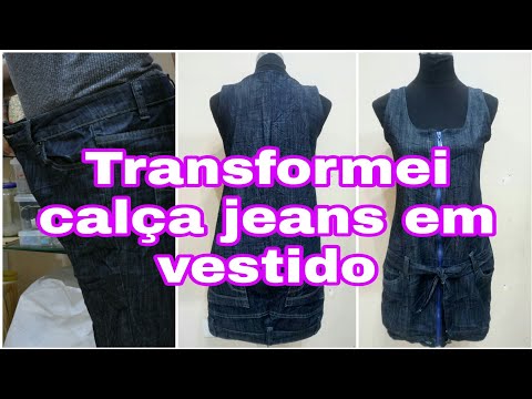 vestido feito com calça jeans