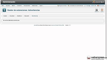Ayuda Joomla 1.7 - Gestor de Extensiones - Advertencias
