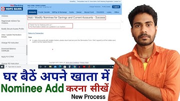 How To Modify Or Change Update Nominee Details In HDFC Bank | Netbankg ke thought HDFC bank me Nomin
