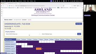 Making an appointment with the Writing and Communication Center--the WCOnline scheduler.