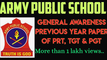 Army Public School (APS) Previous years paper solved, Part 1,General Awareness Paper