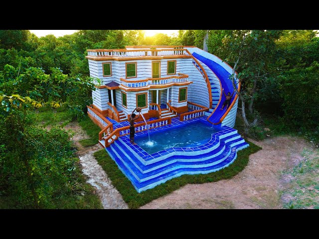 [Full Video]Build Most Creative Modern Mud Villa With Water Slide Park & Underground Swimming Pool class=