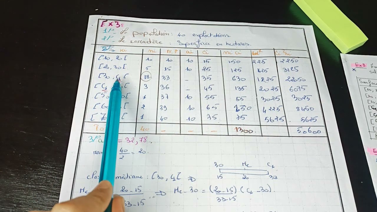 statistique descriptive 13 : exercice corrige n°4 (تمرين مهم بزاف  )  