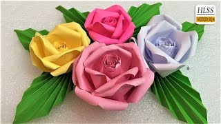 How to make origami rose paper flowers| Rose paper flowers making| Rose craft flowers